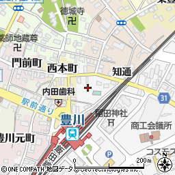 愛知県豊川市豊川町仁保通周辺の地図
