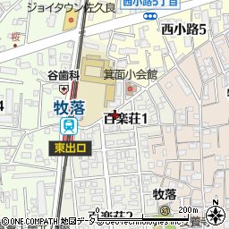 大阪府箕面市百楽荘1丁目周辺の地図