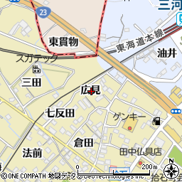 愛知県蒲郡市拾石町広見周辺の地図