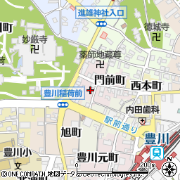 愛知県豊川市門前町周辺の地図
