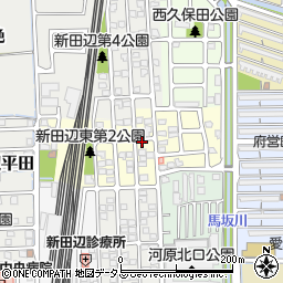 京都府京田辺市河原平田周辺の地図