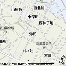 愛知県豊川市三上町（弥陀）周辺の地図