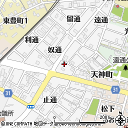 愛知県豊川市豊川町奴通周辺の地図