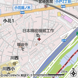 兵庫県川西市小花周辺の地図