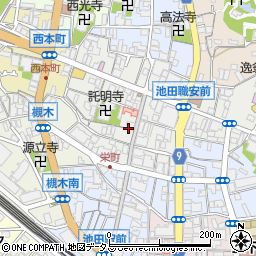 大阪府池田市栄本町周辺の地図