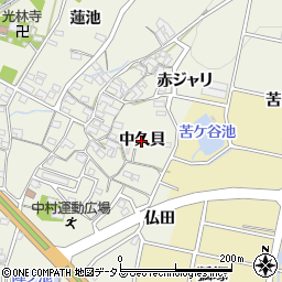 愛知県蒲郡市豊岡町（中久貝）周辺の地図