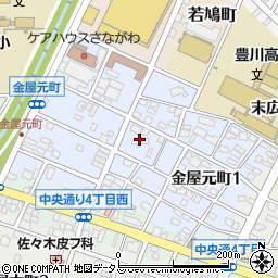 愛知県豊川市金屋元町周辺の地図