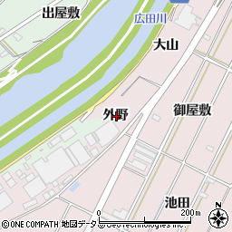 愛知県西尾市吉良町下横須賀外野周辺の地図