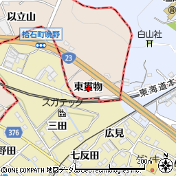 愛知県額田郡幸田町深溝東貫物周辺の地図