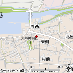 愛知県西尾市一色町治明（西側）周辺の地図