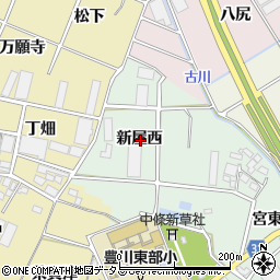 愛知県豊川市三谷原町新屋西周辺の地図