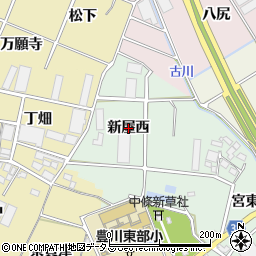 愛知県豊川市三谷原町（新屋西）周辺の地図