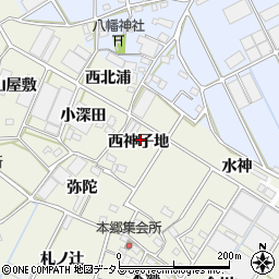 愛知県豊川市三上町（西神子地）周辺の地図