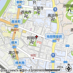 大阪府池田市栄本町6-24周辺の地図