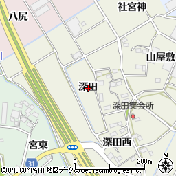 愛知県豊川市三上町深田周辺の地図
