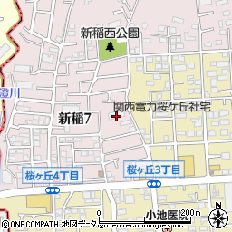 大阪大学　新稲寮周辺の地図