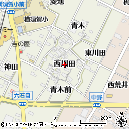 愛知県西尾市吉良町上横須賀西川田周辺の地図