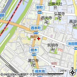 大阪府池田市西本町1周辺の地図