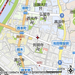 リパーク池田栄本町駐車場周辺の地図