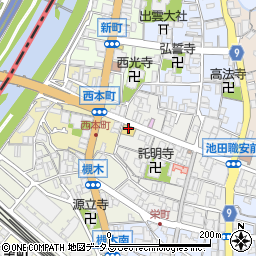 池田呉服座周辺の地図