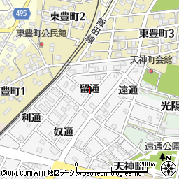 愛知県豊川市豊川町留通周辺の地図