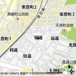 愛知県豊川市豊川町（留通）周辺の地図