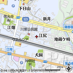 愛知県蒲郡市竹谷町江尻周辺の地図