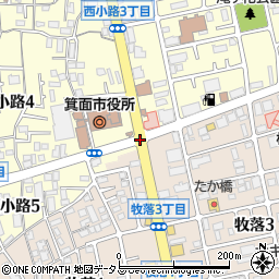 箕面市役所前周辺の地図