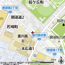 愛知県豊川市開運通周辺の地図