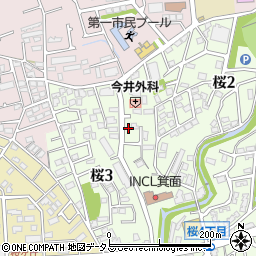 大阪府箕面市桜2丁目7-43周辺の地図