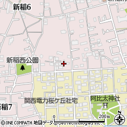 大阪府箕面市新稲6丁目18周辺の地図