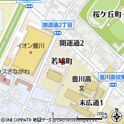 愛知県豊川市若鳩町周辺の地図