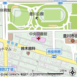 豊川市中央図書館周辺の地図