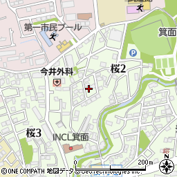 大阪府箕面市桜2丁目9-6周辺の地図
