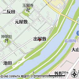 愛知県西尾市横手町（出屋敷）周辺の地図