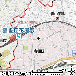 川西花屋敷郵便局周辺の地図
