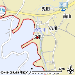 愛知県額田郡幸田町逆川引手周辺の地図