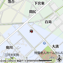 愛知県西尾市平口町向周辺の地図