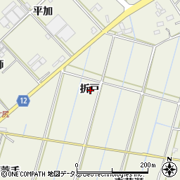 愛知県西尾市市子町折戸周辺の地図