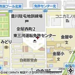 愛知県豊川市金屋西町周辺の地図