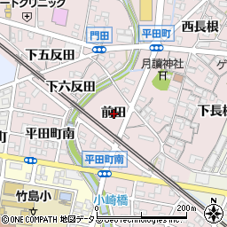 愛知県蒲郡市平田町前田周辺の地図