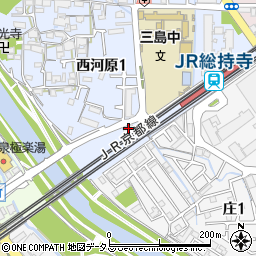 ファミリーマート茨木三島中学校南店周辺の地図