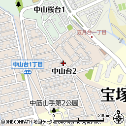 宝塚市中山台2丁目 akippa駐車場周辺の地図