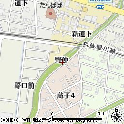 愛知県豊川市白鳥町（野仲）周辺の地図