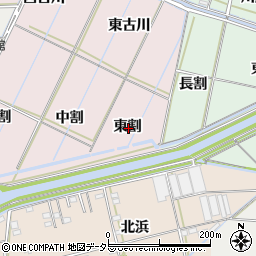 愛知県西尾市巨海町東割周辺の地図