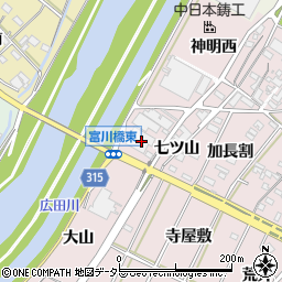 愛知県西尾市吉良町下横須賀七ツ山38-1周辺の地図
