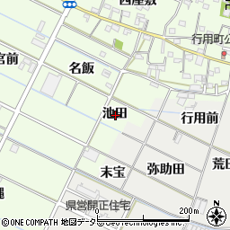 愛知県西尾市行用町池田周辺の地図