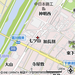 愛知県西尾市吉良町下横須賀七ツ山59-36周辺の地図