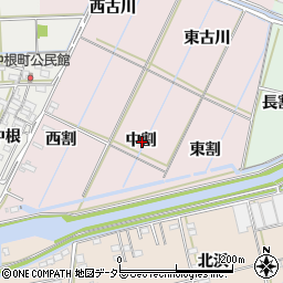 愛知県西尾市巨海町中割周辺の地図