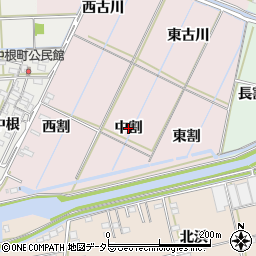 愛知県西尾市巨海町（中割）周辺の地図